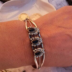 Old Pawn Sterling & Onyx Cuff